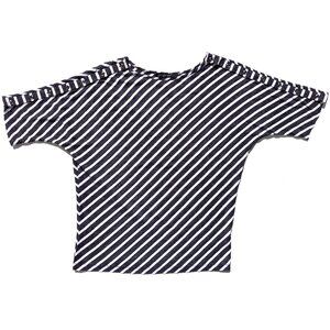 Paraphrase pullover top women S navy blue white diagonal stripes dolman sleeve